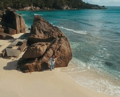 Hochzeit an der Anse Intendance Dronenfoto Hochzeit an der Anse Intendance Dronenfoto