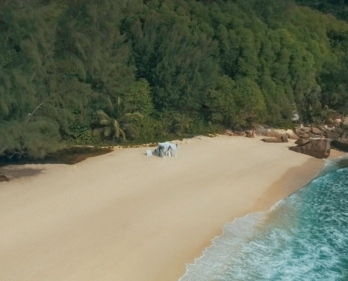 Hochzeit an der Anse Intendance Strand Aerialfoto Hochzeit an der Anse Intendance Strand Aerialfoto