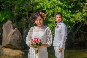 Strandhochzeit Bel Ombre Brautpaar Foto Strandhochzeit Bel Ombre Brautpaar Foto